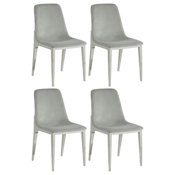 English Elm Light Grey Velvet Side Chairs Set of 4 — Italian-Inspired Velvet Upholstery, Foam Comfort, Chrome Frame B062S00323