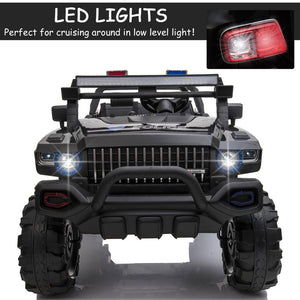 English Elm Aosom Kids 2 Seat Police Ride on Truck 12v Battery Powered with Remote Siren Lights W2225P156308