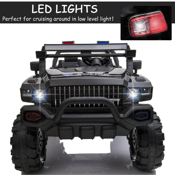 English Elm Aosom Kids 2 Seat Police Ride on Truck 12v Battery Powered with Remote Siren Lights W2225P156308