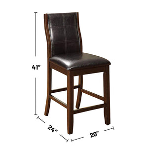 English Elm Set of 2 Brown Cherry Counter Height Chairs with Padded Leatherette Seats and Curved Backs, Stylish Dining Accent B016P156357