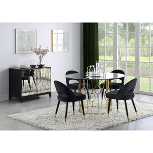 English Elm Black Velvet Arched Dining Chairs Set of 2 – Glam Gold-Tip Legs, Plush Upholstery, Modern Chic Design B062S00321
