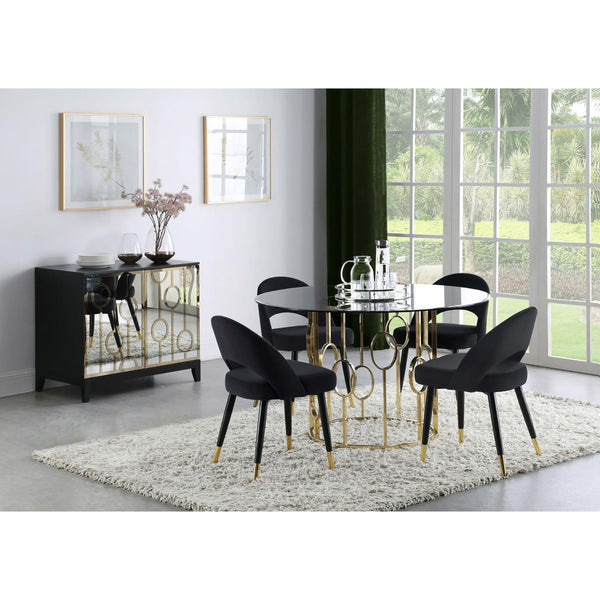 English Elm Black Velvet Arched Dining Chairs Set of 2 – Glam Gold-Tip Legs, Plush Upholstery, Modern Chic Design B062S00321