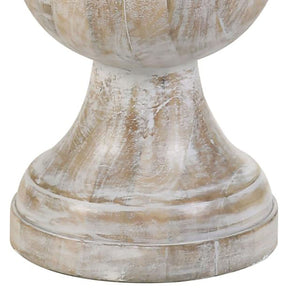 English Elm White White Washed Mango Wood Pedestal Accent Table — Romantic Contoured Silhouette, Eco-Friendly Craftsmanship, 24"H x 20"W B062S00353
