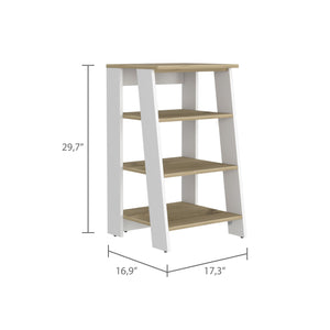 English Elm Cabinet with Four Open Shelves and Legs, 17.3"W x 16.9"D x 29.7"H, Compact Vertical Storage Solution Multicolor 36.61 L x 20.86 W x 3.93 H B097133248
