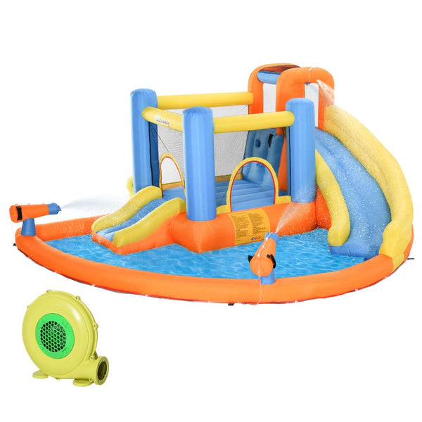 English Elm Outsunny 5in1 Inflatable Backyard Water Park Bounce House with Slide Climbing Wall W2225P156335