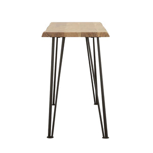 English Elm Natural Live Edge Sofa Table with Matte Black Hairpin Legs — 50" Acacia Wood Console, Rustic Chic Decor B062S00319