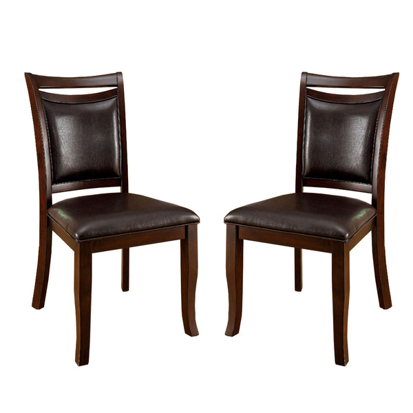English Elm Set of 2 Padded Leatherette Dining Chairs Solid Wood Frame Dark Cherry Espresso Slatted Back Comfort B016P156214