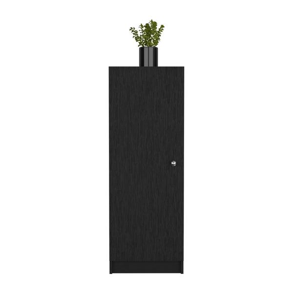 English Elm Kitchen Pantry Slim 47" H Single Door Storage Cabinet with Four Adjustable Shelves for Small Spaces Black 51.18 L x 27.95 W x 3.15 H B097133244