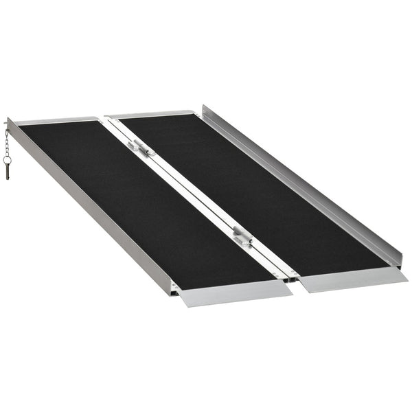 English Elm Homcom Folding Aluminum Wheelchair Ramp Skidproof Surface 600 Lb Portable Access W2225P156381