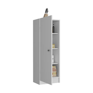 English Elm Kitchen Pantry Slim 47" H Single Door Storage Cabinet with Four Adjustable Shelves for Small Spaces White 51.18 L x 27.95 W x 3.15 H B097133245