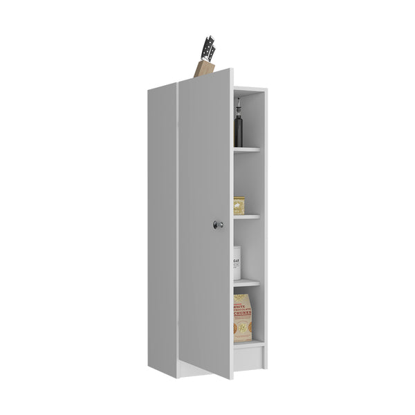 English Elm Kitchen Pantry Slim 47" H Single Door Storage Cabinet with Four Adjustable Shelves for Small Spaces White 51.18 L x 27.95 W x 3.15 H B097133245