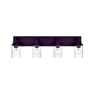 English Elm Modern 4-Light Vanity Sconce Oil-Rubbed Bronze with Clear Glass Shades — Industrial Farmhouse Look, Dimmable B130P148047