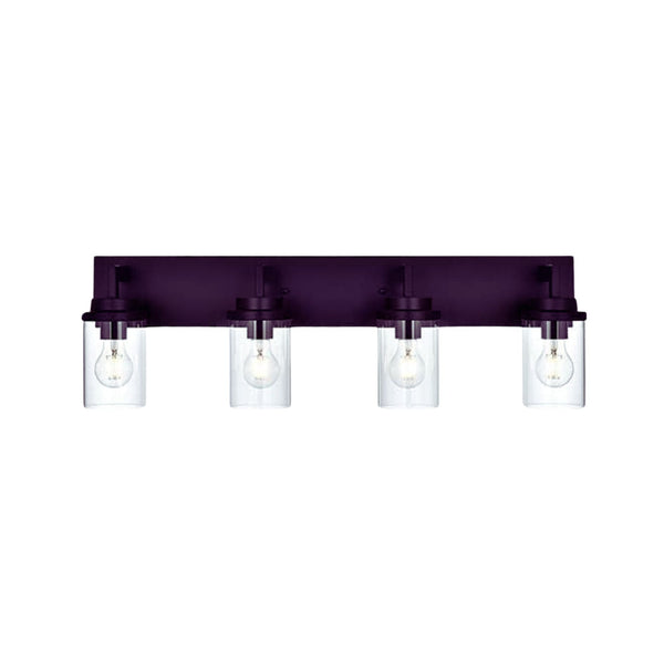 English Elm Modern 4-Light Vanity Sconce Oil-Rubbed Bronze with Clear Glass Shades — Industrial Farmhouse Look, Dimmable B130P148047