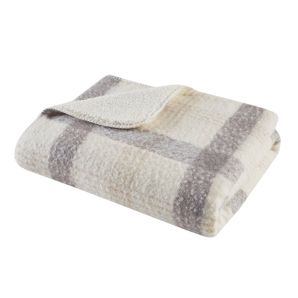English Elm Faux Mohair to Sherpa Throw - Plush Plaid Reversible 50x60 Cozy Lightweight Machine Washable Comfort B035129468