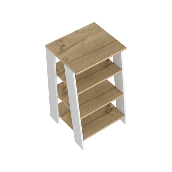 English Elm Cabinet with Four Open Shelves and Legs, 17.3"W x 16.9"D x 29.7"H, Compact Vertical Storage Solution Multicolor 36.61 L x 20.86 W x 3.93 H B097133248