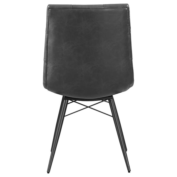 English Elm Charcoal Tufted Back Dining Chairs Set of 4 – Gunmetal Angled Metal Legs, Faux Leather, 350 lb Capacity B062S00326