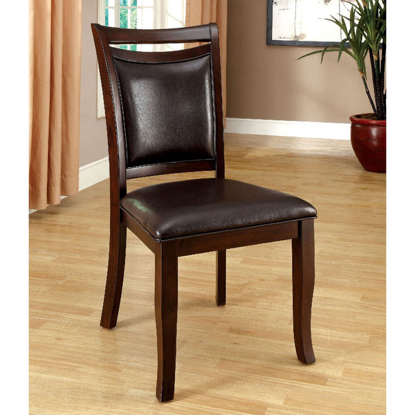 English Elm Set of 2 Padded Leatherette Dining Chairs Solid Wood Frame Dark Cherry Espresso Slatted Back Comfort B016P156214