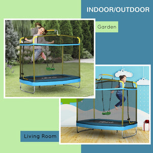 English Elm Qaba 3in1 Kids Rectangular Trampoline with Gymnastics Bar Swing and Safety Net W2225P156303