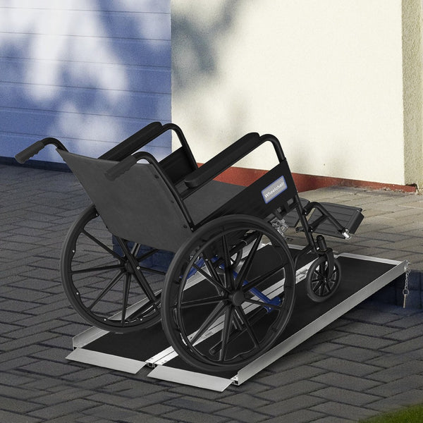 English Elm Homcom Folding Aluminum Wheelchair Ramp Skidproof Surface 600 Lb Portable Access W2225P156381