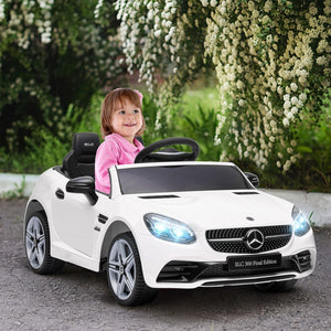 English Elm Aosom Mercedes Slc 300 Kids 12v Ride on Car with Remote Suspension and Lights White W2225P156325