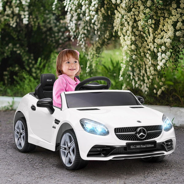 English Elm Aosom Mercedes Slc 300 Kids 12v Ride on Car with Remote Suspension and Lights White W2225P156325