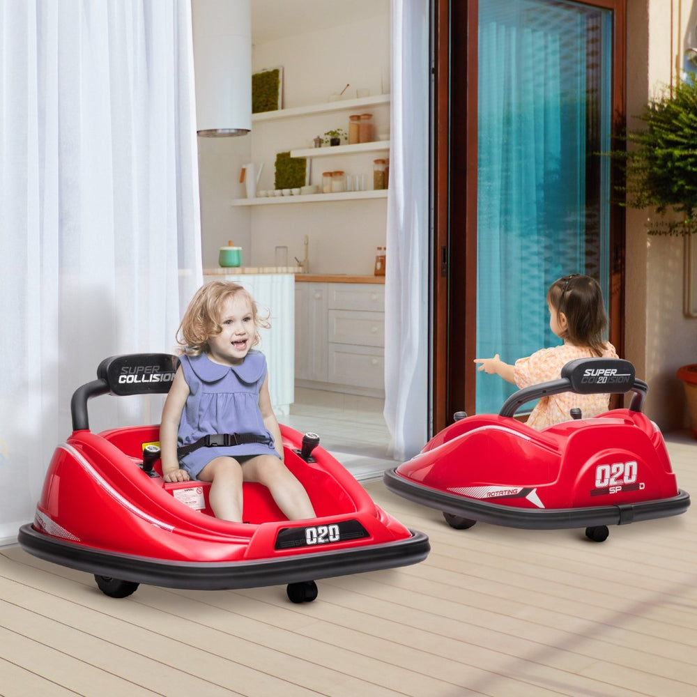 English Elm Aosom 12v Toddler Ride on Bumper Car with Dual Motors 360 Spin Led Glow Red W2225P156329
