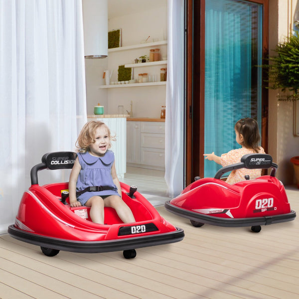 English Elm Aosom 12v Toddler Ride on Bumper Car with Dual Motors 360 Spin Led Glow Red W2225P156329