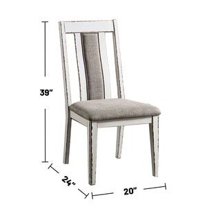 English Elm Set of 2 Upholstered Side Chairs with Weathered White & Warm Gray Finish, Rustic Contoured Comfort and Modern Two-Tone Appeal B016P156291