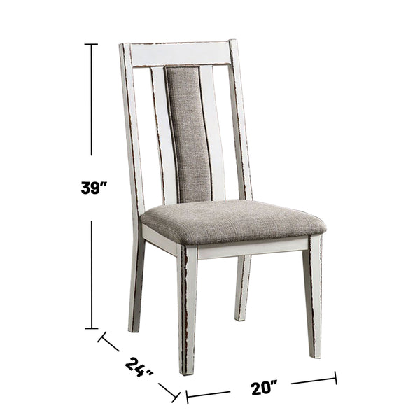 English Elm Set of 2 Upholstered Side Chairs with Weathered White & Warm Gray Finish, Rustic Contoured Comfort and Modern Two-Tone Appeal B016P156291