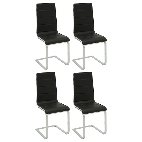 English Elm Black Upholstered Dining Chairs Set Of 4 - Modern Two-Tone Faux Leather With Chrome Base For Comfort B062S00324