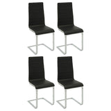 Breuer Style Black Leatherette Dining Chairs Set of 4 | Chic Ergonomic Design, Two-Tone Accent, Modern Flair | 17.00 x 22.75 x 39.25