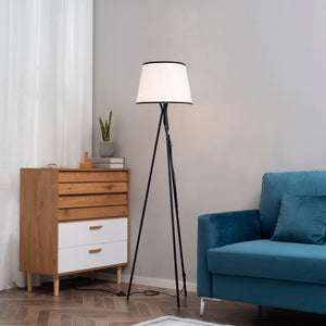 English Elm Homcom Modern Tripod Floor Lamp - Stylish Black Steel Frame With Footswitch For Cozy Living Spaces W2225P156378