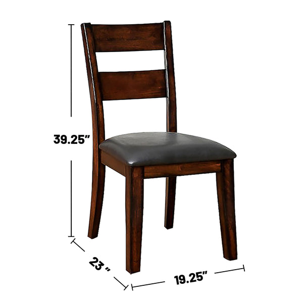 English Elm Pack of 2 Solid Wood Padded Leatherette Side Chairs in Dark Cherry – Plank Design, Sturdy Block Legs, Dining Seating Set B016P156273