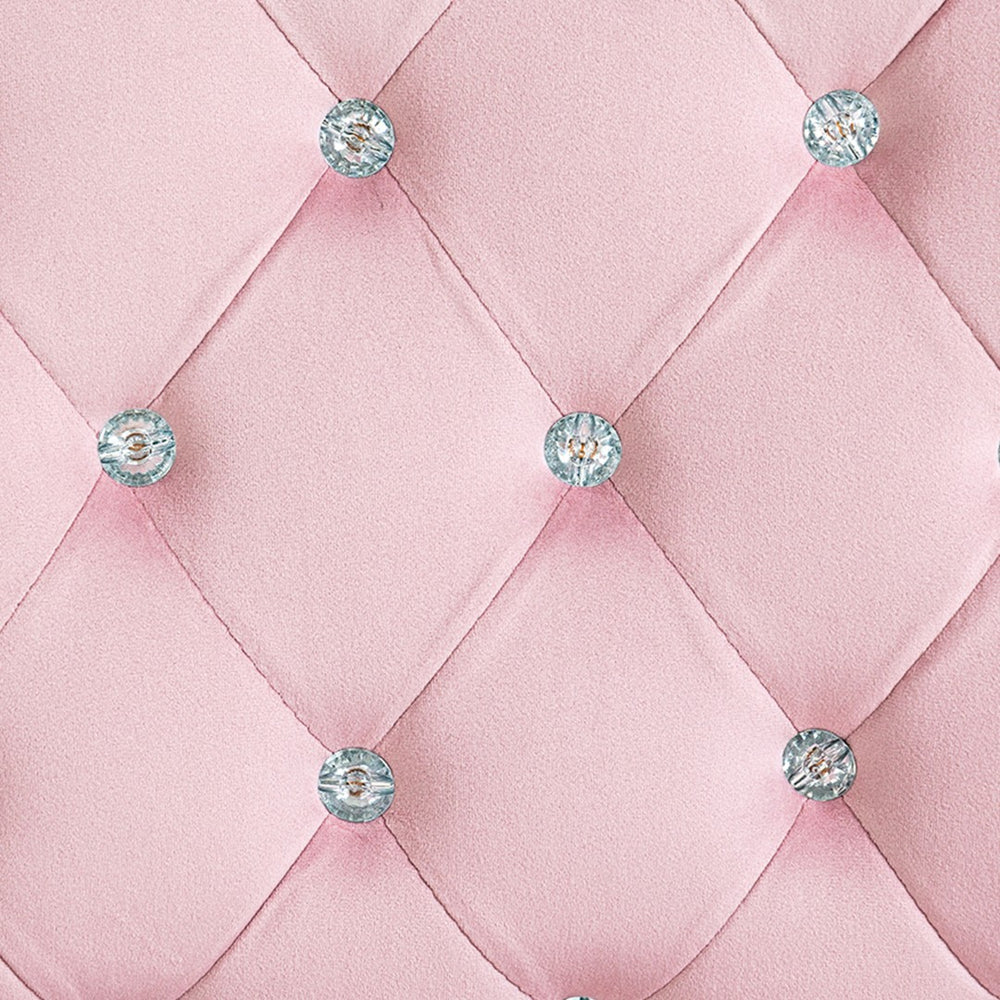 English Elm Vinsetto Stylish Pink Velvet Office Chair With Adjustable Height, Padded Armrests & Swivel Wheels W2225P156384-GIGA