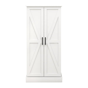 English Elm 50" Freestanding Pantry Cabinet with Led Sensor Light and Adjustable Shelves Mdf White W1120127335