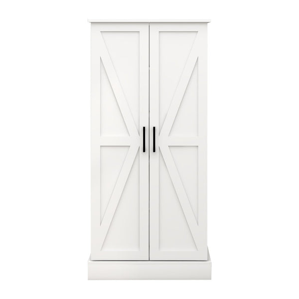 English Elm 50" Freestanding Pantry Cabinet with Led Sensor Light and Adjustable Shelves Mdf White W1120127335