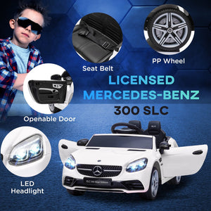 English Elm Aosom Mercedes Slc 300 Kids 12v Ride on Car with Remote Suspension and Lights White W2225P156325
