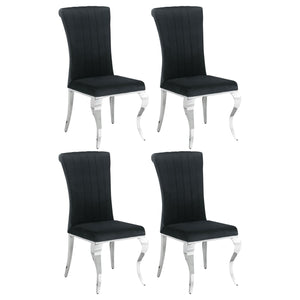 English Elm Black Upholstered Side Chairs Set Of 4 - Plush Velvet, Chrome Finish, Stylish Comfort For Dining Rooms B062S00325