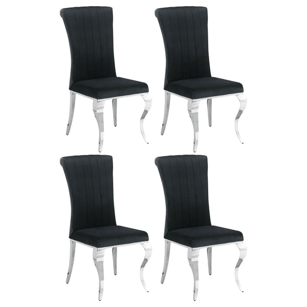 English Elm Black Upholstered Side Chairs Set Of 4 - Plush Velvet, Chrome Finish, Stylish Comfort For Dining Rooms B062S00325
