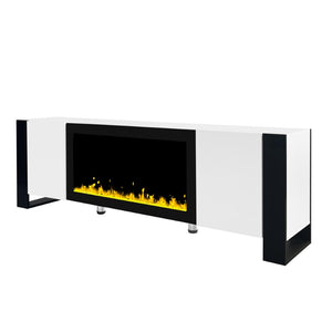 English Elm Tv Stand with Built-in Electric Fireplace Insert Minimalist Living Room Cabinet White WF314585AAK