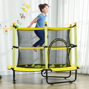 English Elm Qaba 55 Inch Kids Toddler Trampoline with Enclosure Net and Ball Pit Play Yellow W2225P156304