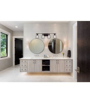 English Elm 4-Light Oil-Rubbed Bronze Vanity Light Fixture — Industrial Vintage 35" Wall Sconce with Open Cage, Dimmable-Friendly B130P148038