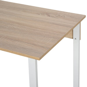 English Elm HOMCOM 88" Extra Long 2-Person Computer Desk with 4-Tier Bookshelf, Sturdy Steel Frame, Natural Wood W2225P156387