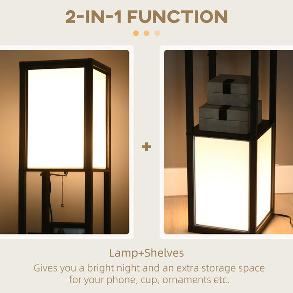 English Elm Homcom Modern Floor Lamp With Dual Ambient Lighting & Multi-Purpose Shelves For Cozy Living Spaces W2225P156377
