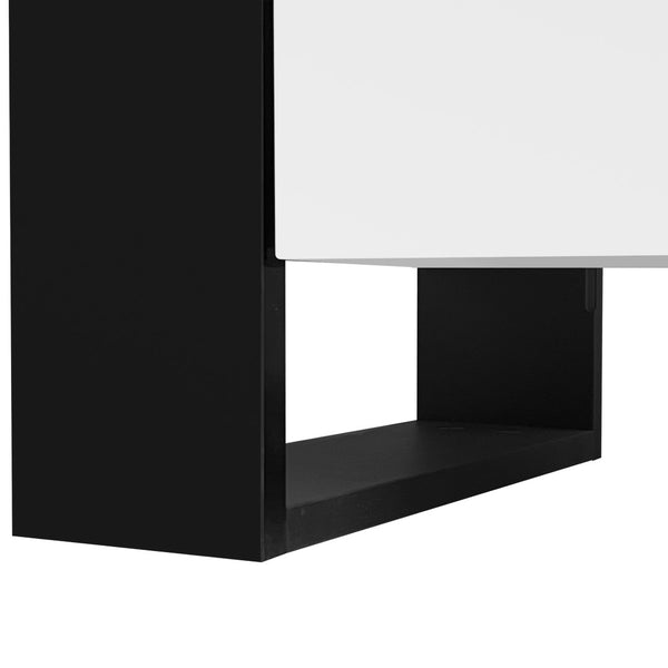 English Elm On-trend Gloss Media Console with Built-in Electric Fireplace for Living Rooms White SD000029AAK