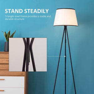 English Elm Homcom Modern Tripod Floor Lamp - Stylish Black Steel Frame With Footswitch For Cozy Living Spaces W2225P156378