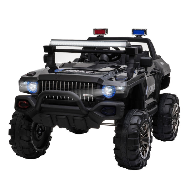 English Elm Aosom Kids 2 Seat Police Ride on Truck 12v Battery Powered with Remote Siren Lights W2225P156308