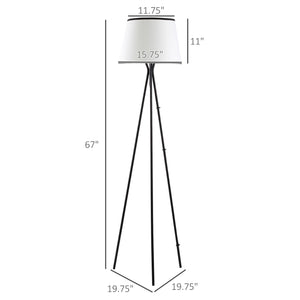 English Elm Homcom Modern Tripod Floor Lamp - Stylish Black Steel Frame With Footswitch For Cozy Living Spaces W2225P156378