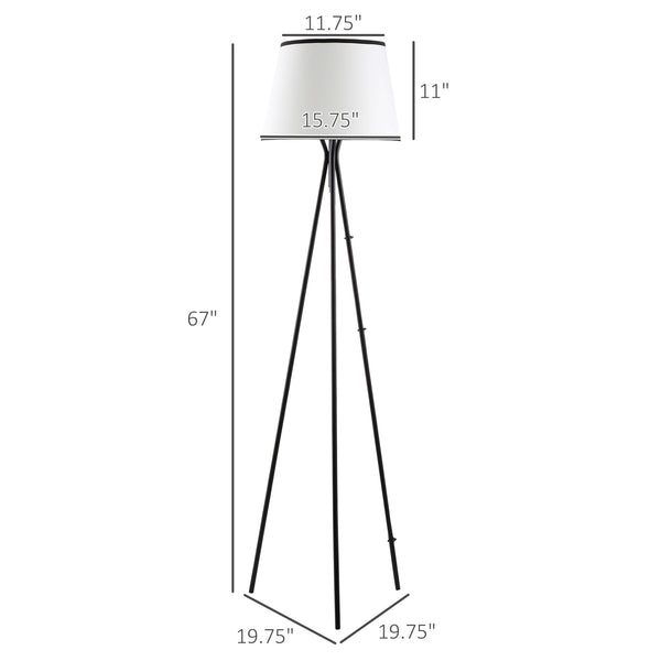 English Elm Homcom Modern Tripod Floor Lamp - Stylish Black Steel Frame With Footswitch For Cozy Living Spaces W2225P156378