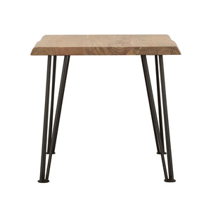 English Elm Natural Acacia Wood End Table With Matte Black Hairpin Legs For Modern Living Spaces & Decor B062S00318